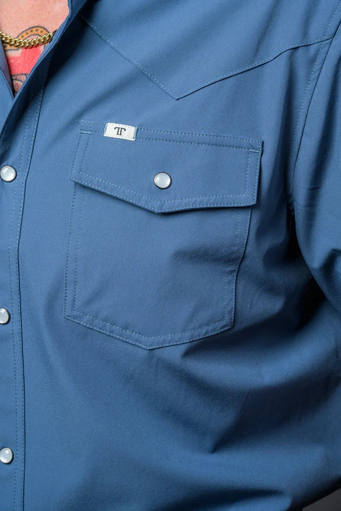 Blue Short Sleeve Pearl Snap Shirt by Ferrell