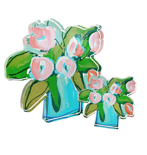 CORAL TULIPS ACRYLIC BITTY BLOCK