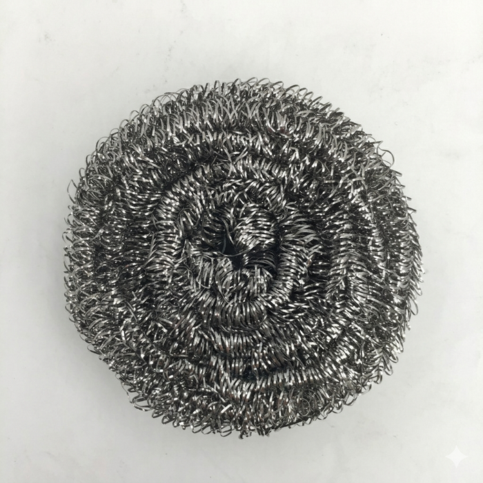 Metallic scrubber on a white background