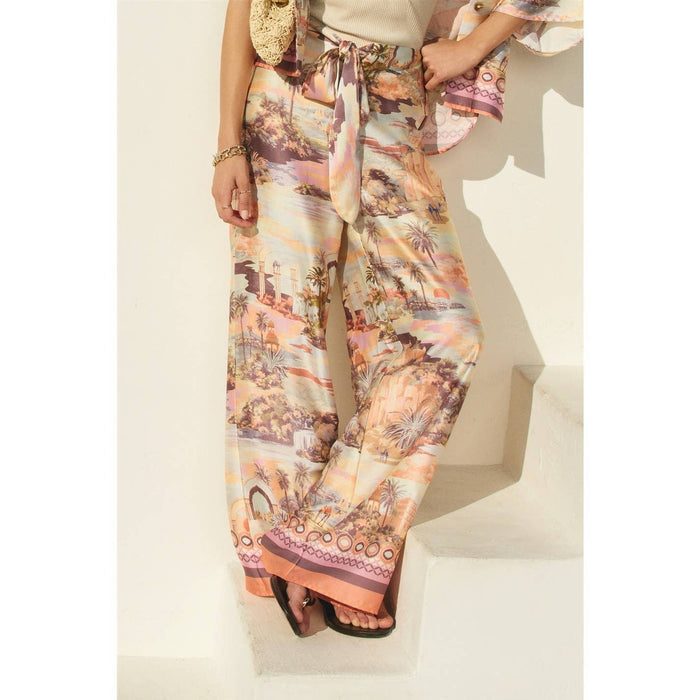 Rose Dusk Oasis Tie Front Relaxed Pants
