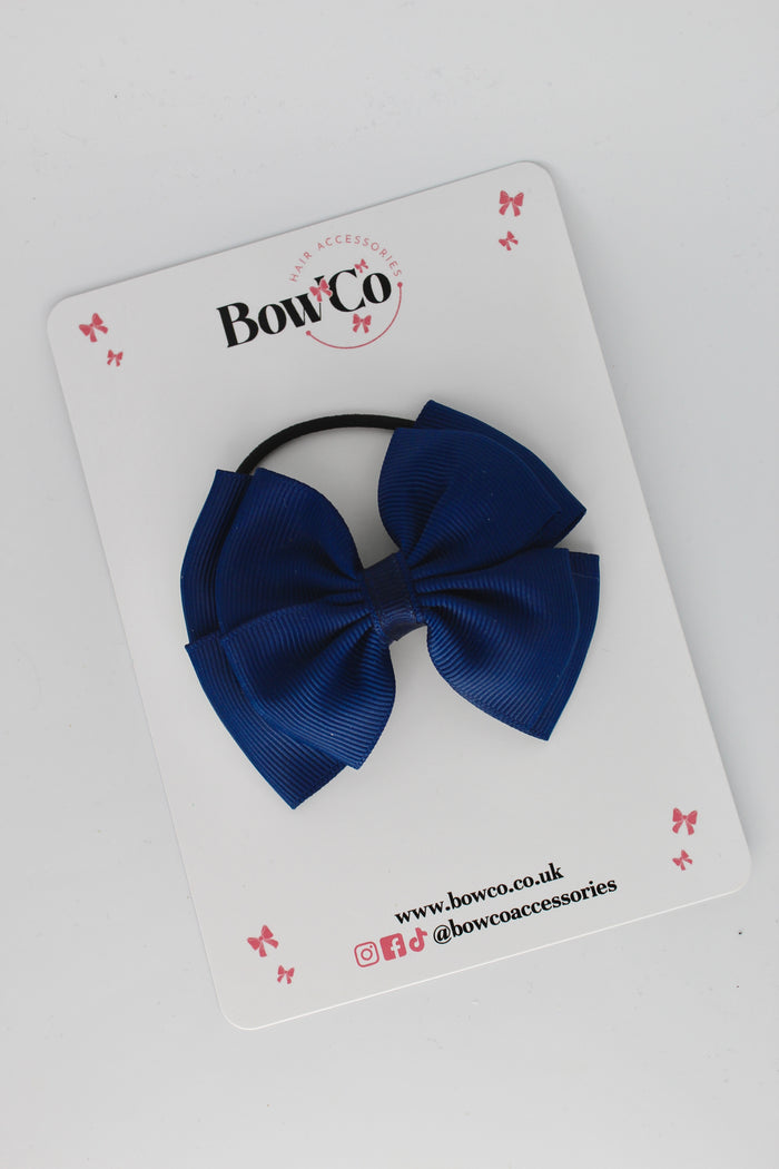 School Bow Navy Blue - Layer Edge Bow - Elastic