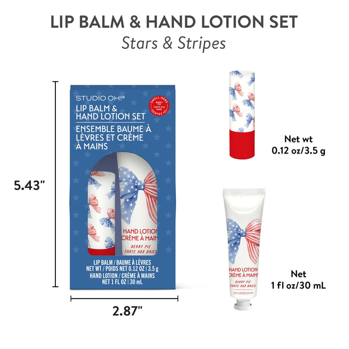 Stars & Stripes Lip Balm & Hand Lotion Set - Olita Gifts & Goods