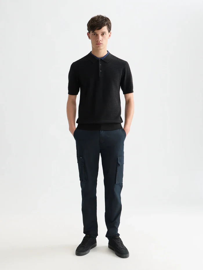 Stuart Washed Cotton-Blend Regular Slim-Fit Cargo Navy