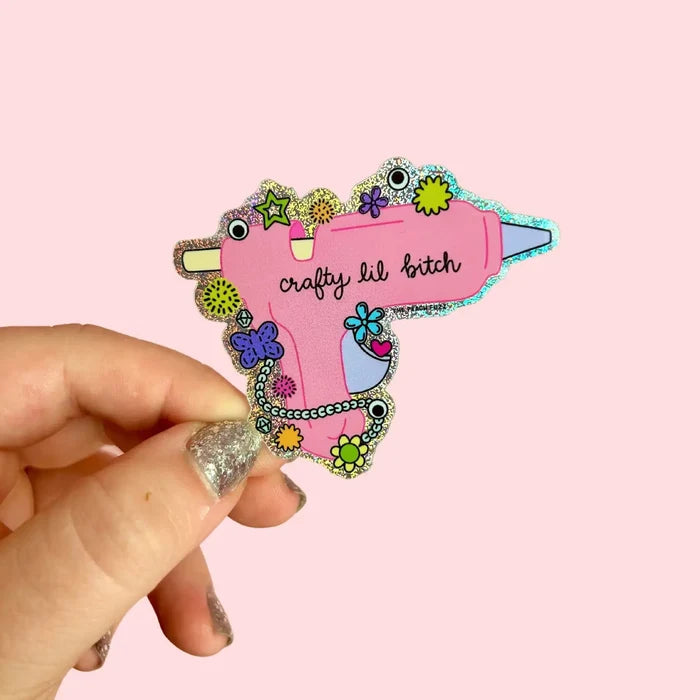 The Peach Fuzz 'Crafty Lil Bitch' Glitter Vinyl Sticker
