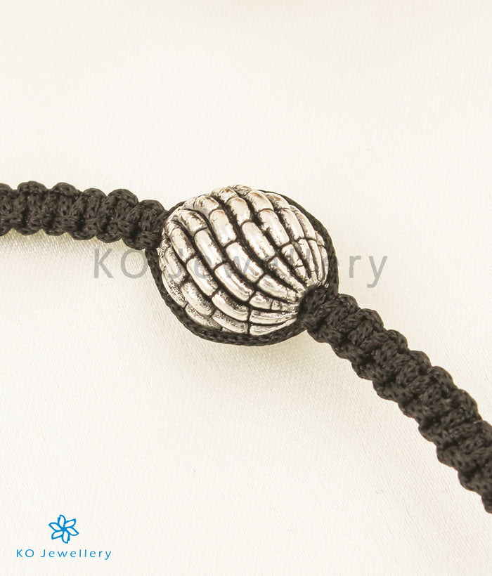 The Sia Silver Black Thread Anklets (3 beads)