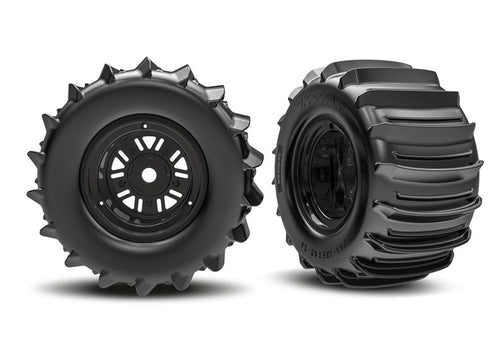 10973 Funco Black Rear Wheels & Paddle Tires (2)