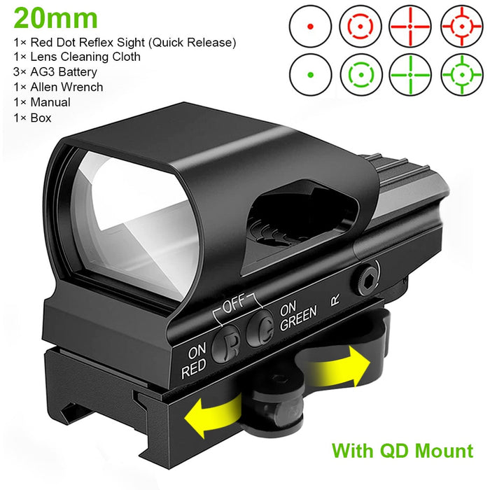 1x22x33 Red Green Dot Sight 4 Reticle Reflex Sight Airsoft