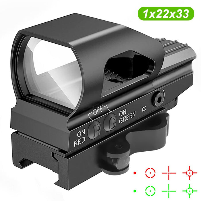 1x22x33 Red Green Dot Sight 4 Reticle Reflex Sight Airsoft