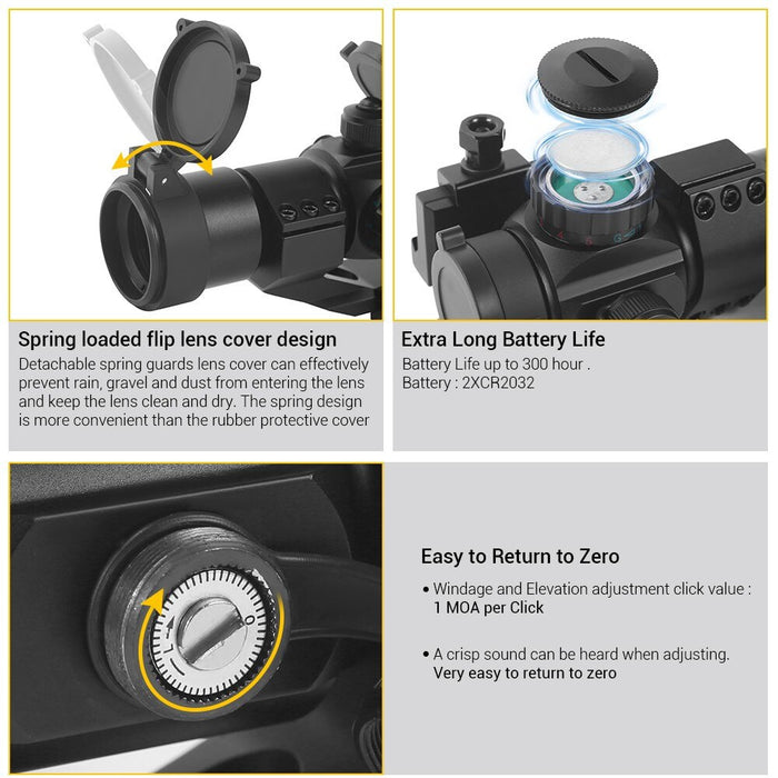 1x30mm Tactical Red Dot Reflex Sight Riflescope Airsoft
