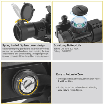 1x30mm Tactical Red Dot Reflex Sight Riflescope Airsoft