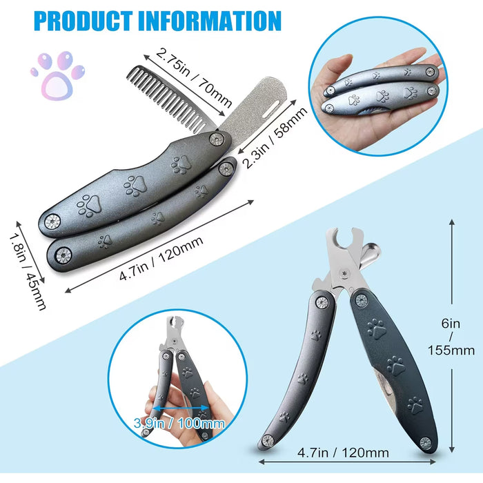 3-in-1 Pet Nail Clippers with Safety Guard