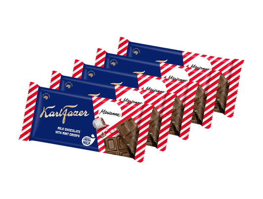 5 × Fazer Chokladkaka Marianne 145g – Milk Chocolate with Peppermint Candy Pieces