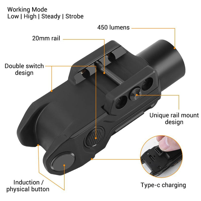 500 Lumens Pistol Light Smart Sensor Switch Airsoft