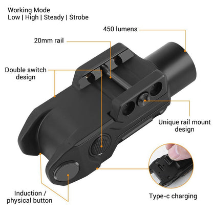 500 Lumens Pistol Light Smart Sensor Switch Airsoft