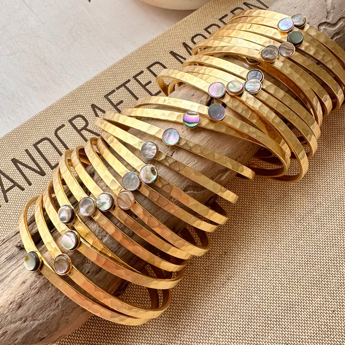 5mm Abalone Hammered Cuff Bracelet