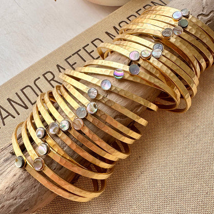 5mm Abalone Hammered Cuff Bracelet