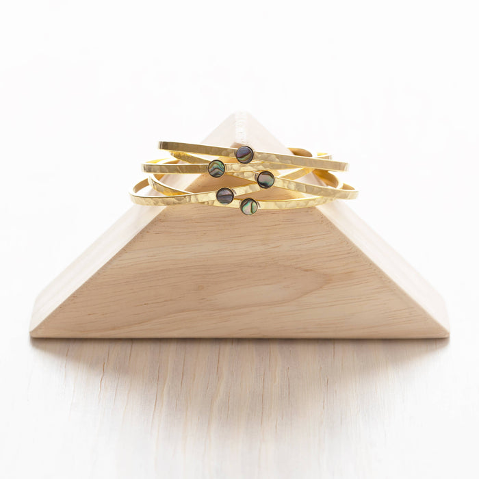 5mm Abalone Hammered Cuff Bracelet
