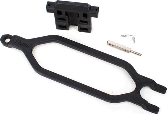 Hold down, battery/ hold down retainer/ battery post/ angled body clip (allows for installation of taller, multi-cell batteries)