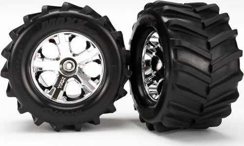 Tires and wheels, assembled, glued 2.8" (All-Star chrome wheels, Maxx tires, foam inserts) (2)