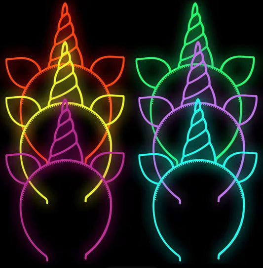 6pcs Noctilucent Unicorn Headbands