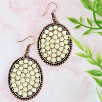 734008 - Turquoise Beaded Earrings - Ivory & Copper