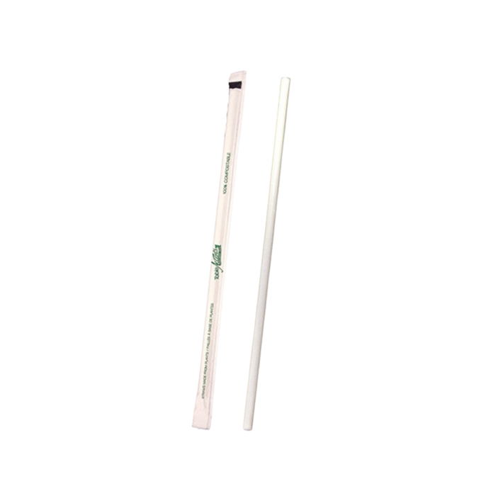 8" Individually Wrapped White Paper Straws