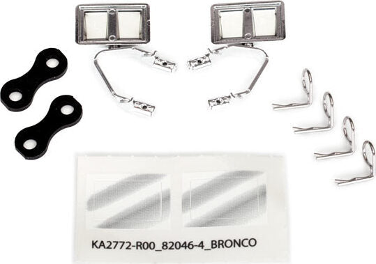 Mirrors, side, chrome (left & right)/ retainers (2)/ body clips (4)