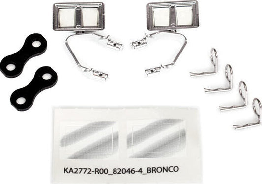 Mirrors, side, chrome (left & right)/ retainers (2)/ body clips (4)