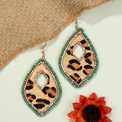 93006 - Animal Hide Earrings - Turquoise Leopard