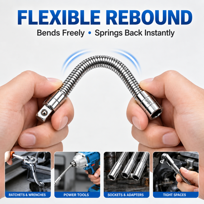 Flexible Spring Socket Extension Bar Set, 1/4" 3/8" 1/2" Drive, Bendable Extender for Ratchet, Drill & Auto Repair