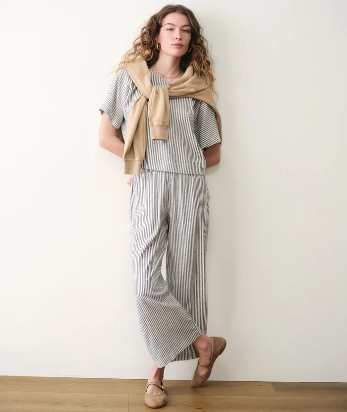 Allison Hemp Crop Trouser India Ink Stripe