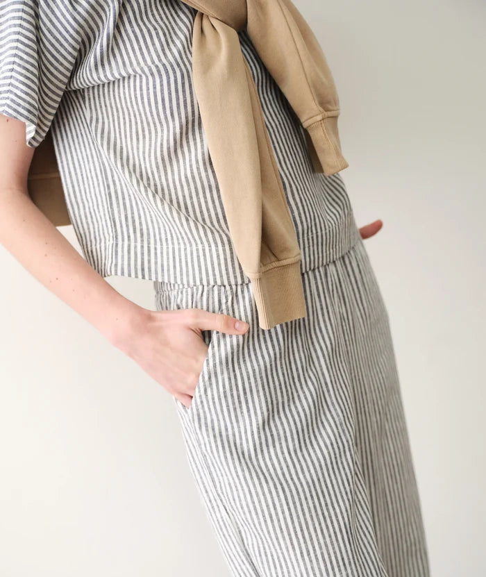Allison Hemp Crop Trouser India Ink Stripe