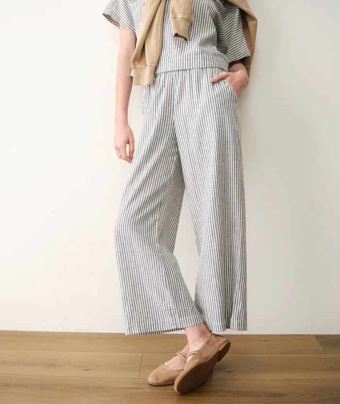 Allison Hemp Crop Trouser India Ink Stripe