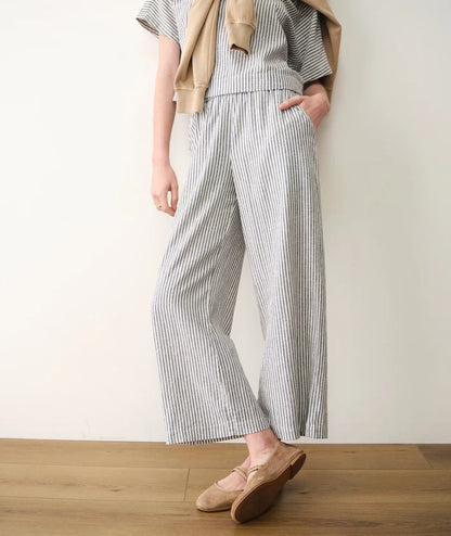 Allison Hemp Crop Trouser India Ink Stripe