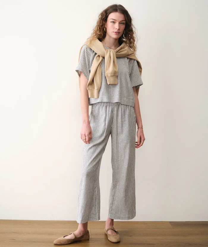 Allison Hemp Crop Trouser India Ink Stripe