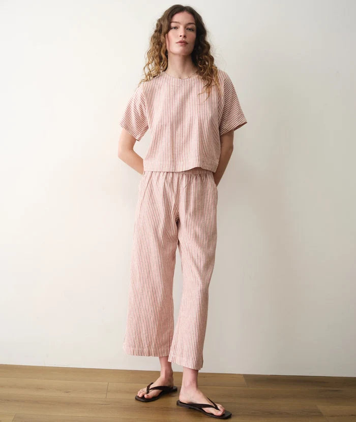 Allison Hemp Crop Trouser Rust Stripe