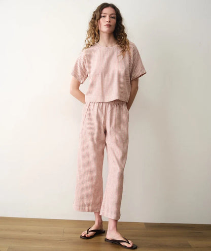 Allison Hemp Crop Trouser Rust Stripe