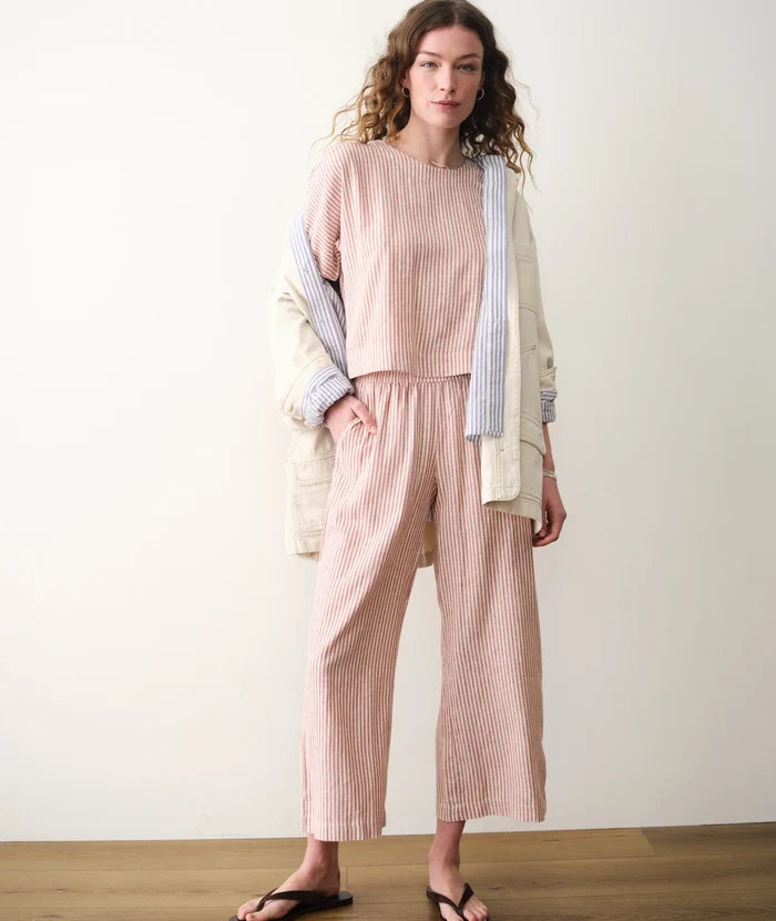 Allison Hemp Crop Trouser Rust Stripe