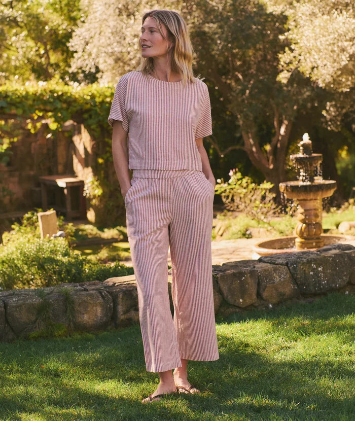Allison Hemp Crop Trouser Rust Stripe