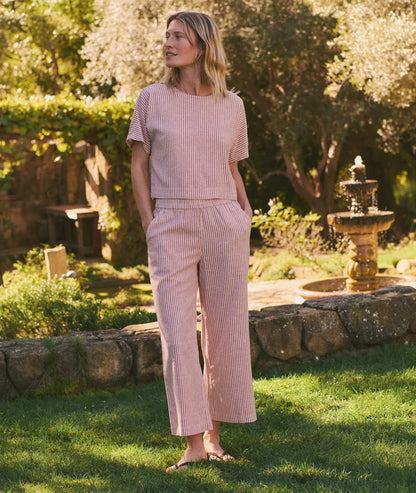 Allison Hemp Crop Trouser Rust Stripe
