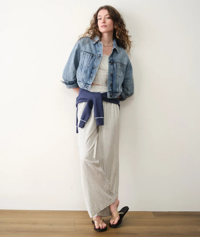 Allison Hemp Trouser Cream/Navy Stripe