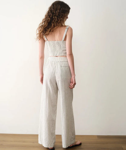 Allison Hemp Trouser Cream/Navy Stripe