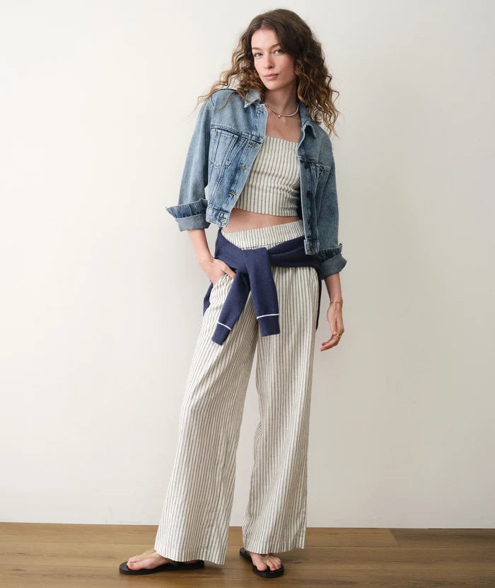 Allison Hemp Trouser Cream/Navy Stripe
