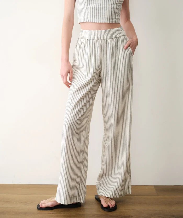 Allison Hemp Trouser Cream/Navy Stripe