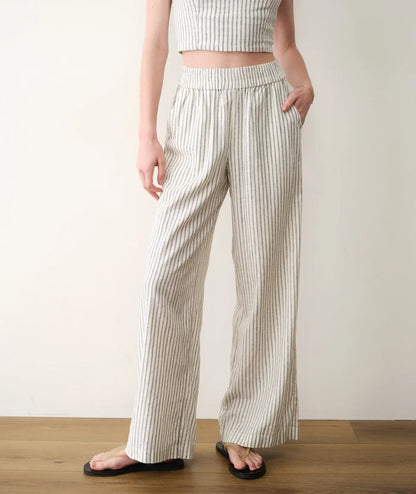 Allison Hemp Trouser Cream/Navy Stripe