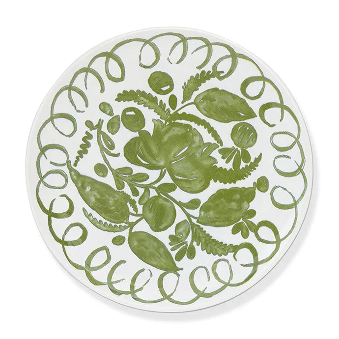Amalfi - Stoneware Dessert Plate - White/Green