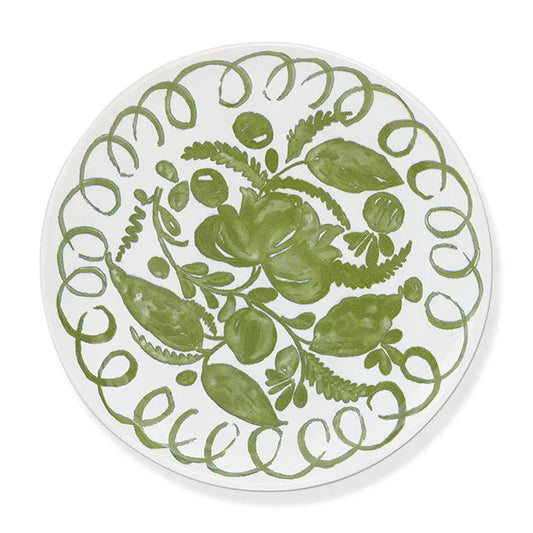 Amalfi - Stoneware Dessert Plate - White/Green