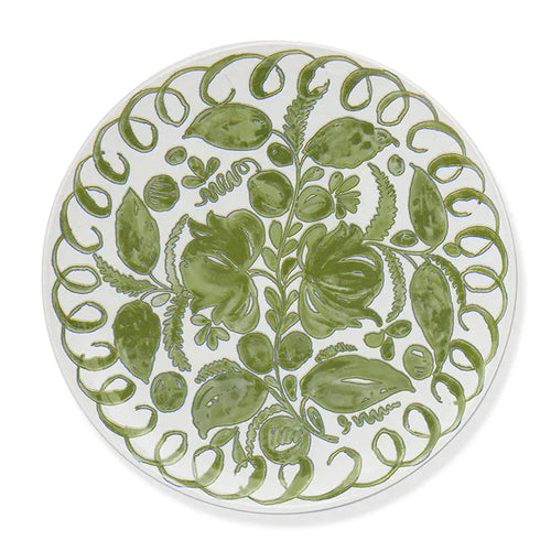 Amalfi - Stoneware Dinner Plate - White/Green