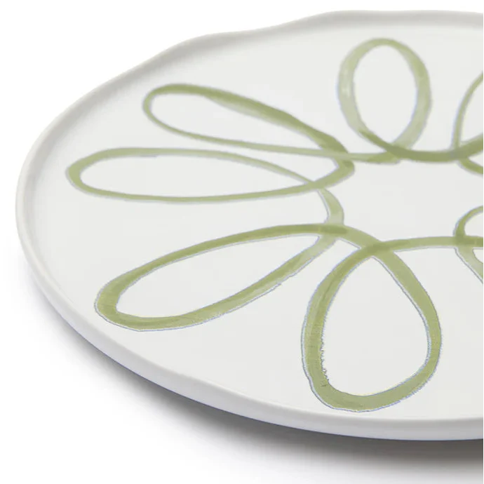 Amalfi - Stoneware Service Charger Plate - White/Green