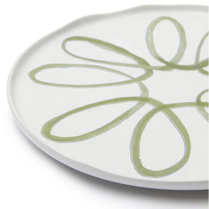 Amalfi - Stoneware Service Charger Plate - White/Green